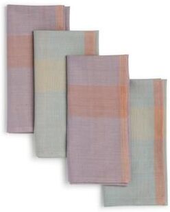 "SIENNA Banded Handmade Napkins by Sustainable Threads   100% Cotton   Fairtrade   16x16 inch (Set of 4) - 16""x16"""