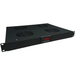 Alantec 19" 1HE Lüftungspanel mit Thermostat (SA-F-1U-4-TC), Serverschrank Zubehör, Schwarz