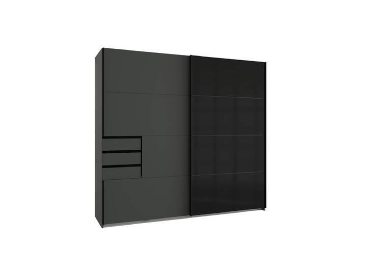 Schwebetürenschrank graphit - schwarz - Glasfront - 225 cm - SAIGON