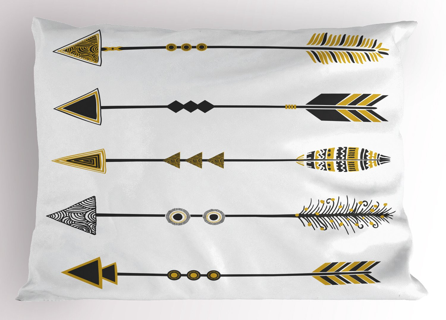 ABAKUHAUS Pijl Kussensloop Vintage Native Design, Geel Zwart, 65 x 50 cm