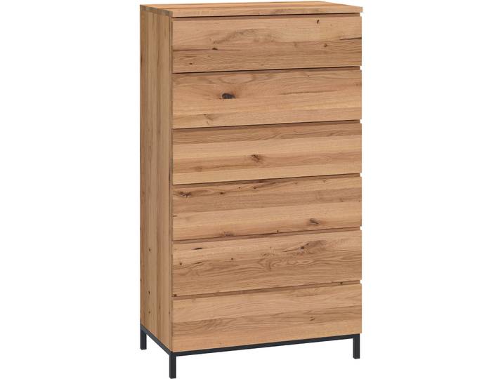Kommode Holz Werk Natur, Schwarz Holz, Metall Massivholz B 70 H 127 cm