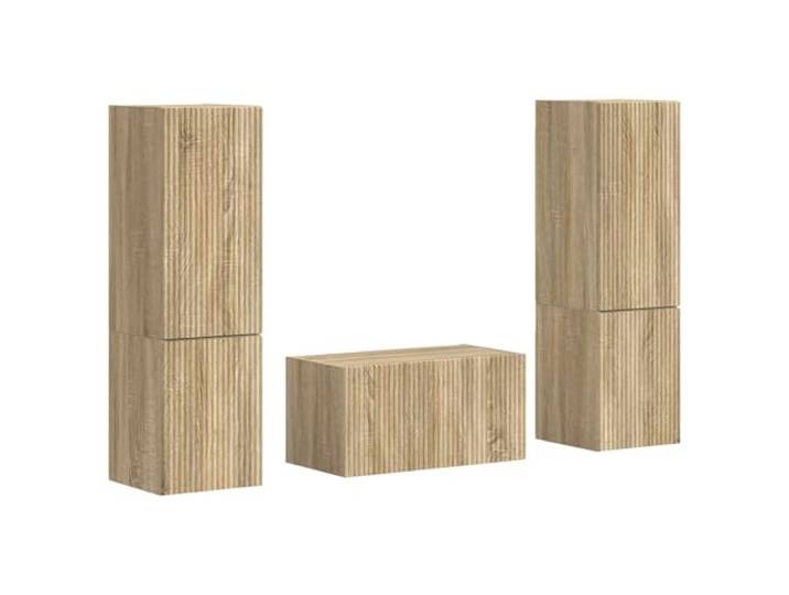 GKHPYURE TV-Möbel-Set, 5 Stück, Sonoma-Eiche, Holz, mehrschichtig Mit USB-Anschluss, Schubladen und Ablagen, elegantes Design, geringe Wartung