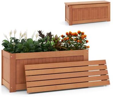 Costway Outdoor Plant Container with Seat for Garden Yard Balcony Deck