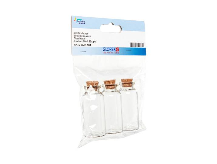 Glorex Glasfläschchen mit Korken 20 ml 3 Stück