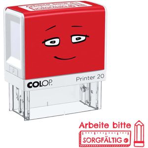 Colop Motivstempel NIO School Arbeite sorgfältig, Kunststoff, 3,8 x 1,4 cm, selbstfärbend, rot