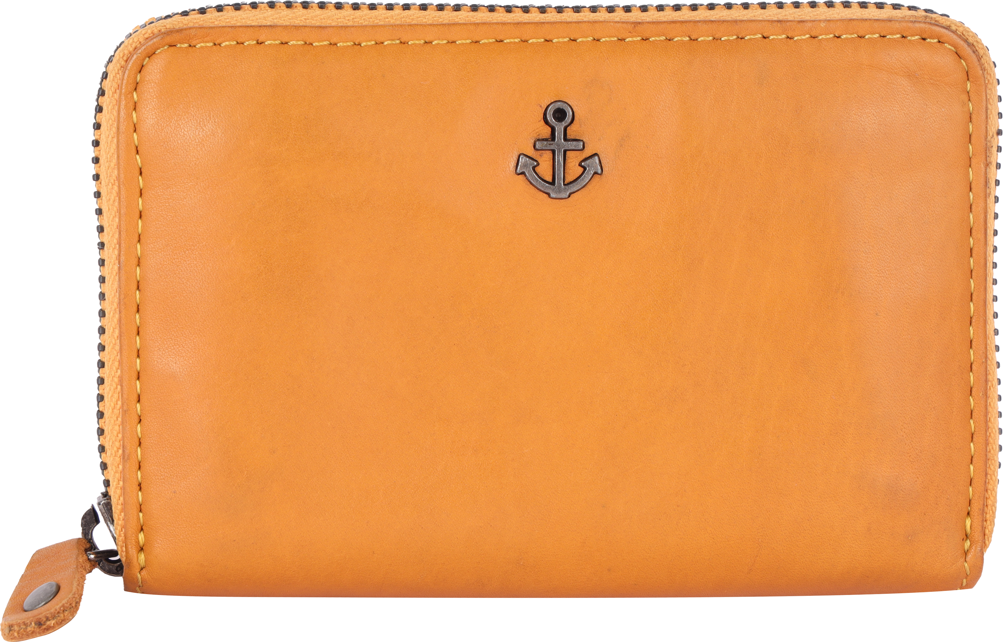 Geldbörse HARBOUR 2ND "Seraphina", Damen, gelb (mustard), Rindsleder, Kleinlederwaren Geldbörse, Wallet Brieftasche Geldbeutel mit charakteristischem Anker-Emblem