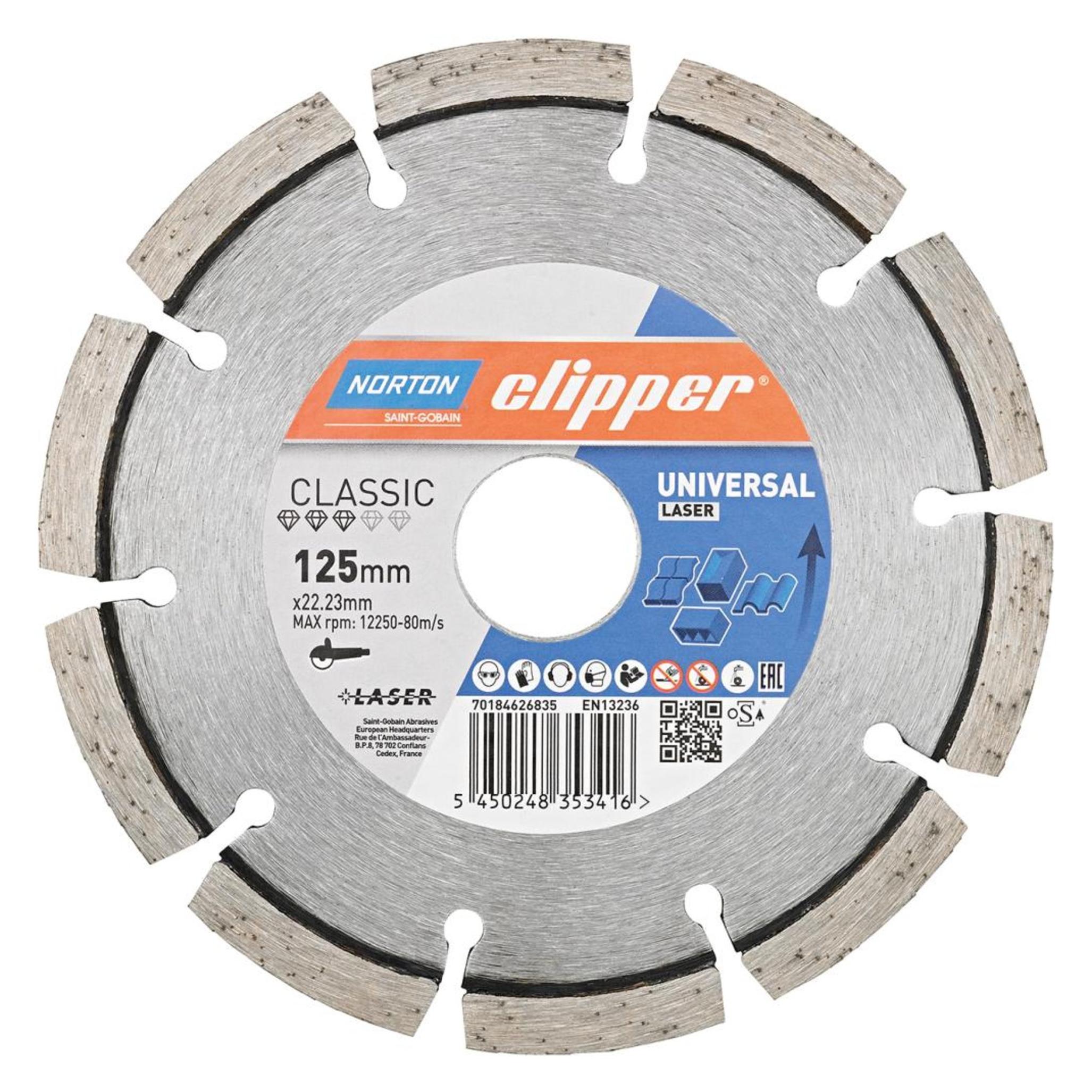 Saint-Gobain Diamantklinge classic laser - 125x2,3x22,23 for bygningsmaterialer(blå) (70184626835)