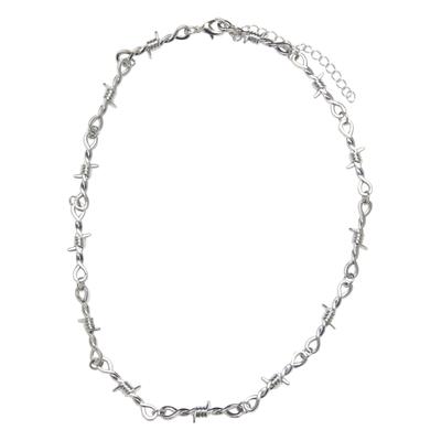 Edelstahlkette URBAN CLASSICS "Urban Classics Unisex Barbed Wire Necklace", silber, Halsketten, Herren, onesize, Zink, Edelstahlkette
