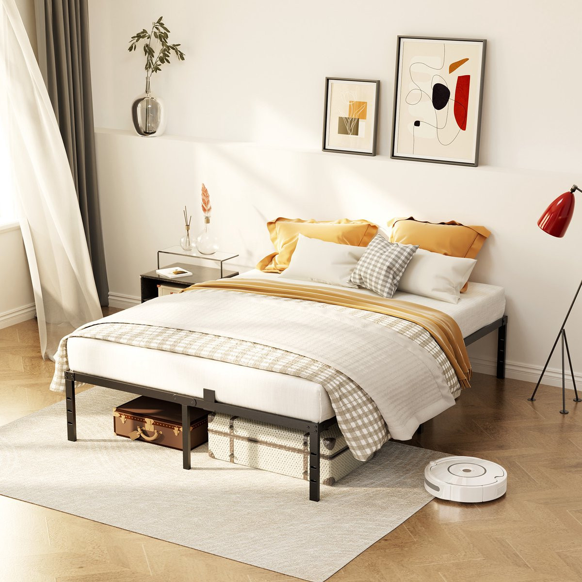 KUTAS Metalen Bedframe voor volwassenen en kinderen, 160 x 200 cm