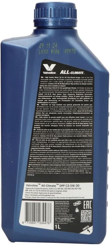 Motoröl VALVOLINE 908837 All Climate DPF 5W30 1L