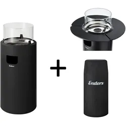 Enders  Feuerstelle  Heizpilz  Nova  LED  M  Black  Gas  Terrassen  Heizstrahler  +  Tisch  Ablage  3-er  Set  +  Wetterschutzhülle