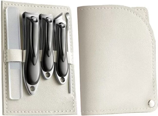 INF Ensemble de Coupe-Ongles Gris Sidéral à Motifs Circulaires - Lames Multiples Affûtées - 3 Pièces