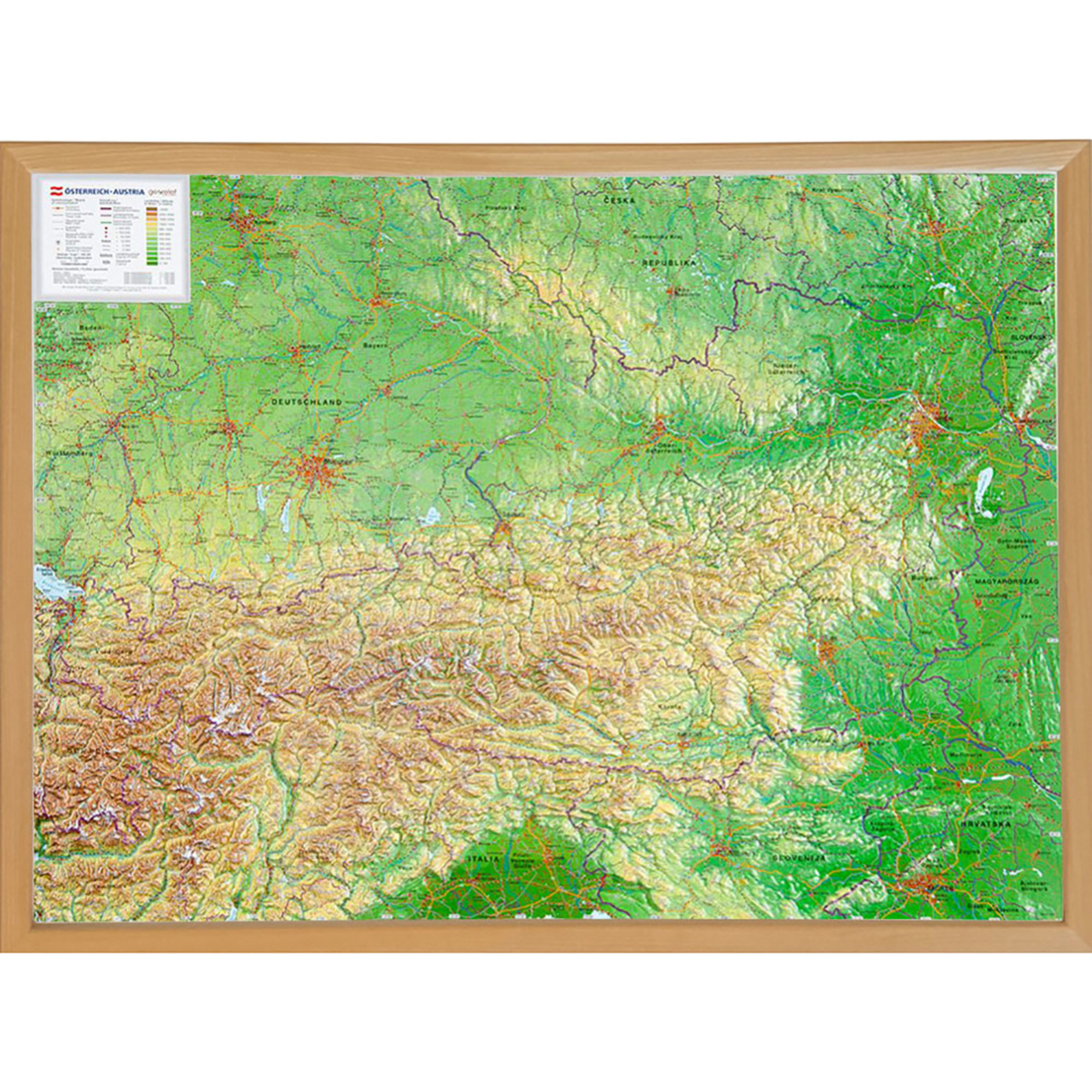 Georelief 3D Reliefkarte Österreich Topografische Karten gruen Größe groß