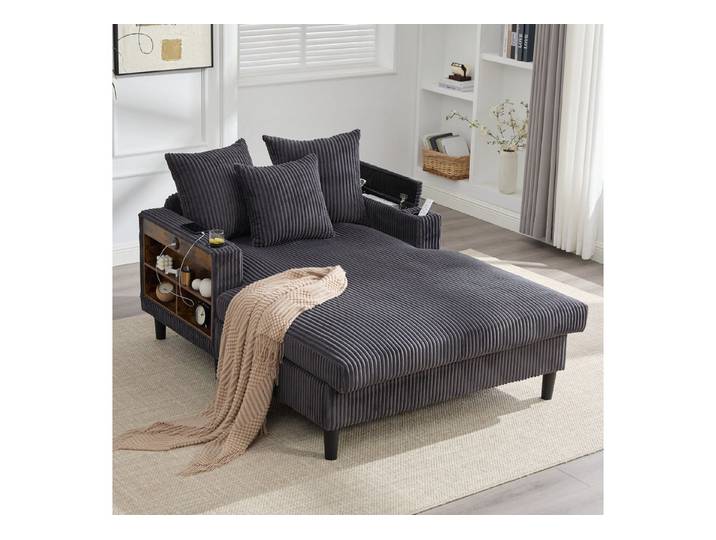 Odikalo Schlafsofa Chaiselongue Loungesofa Polstersofa Freizeitsofa USB Velvet Mehrfarbig