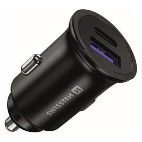 Swissten USB Autoladegerät Power Delivery USB-C + Quick Charge 3.0 36W METAL (20111760)
