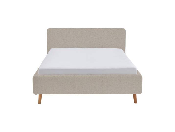 Meise Mattis Polsterbett in Teddy-Stoff optional mit Bettkasten - Teddy-Stoff Abriamo beige - 140 x 200 - Komfort Modell Skandinavisch, Zeitlos