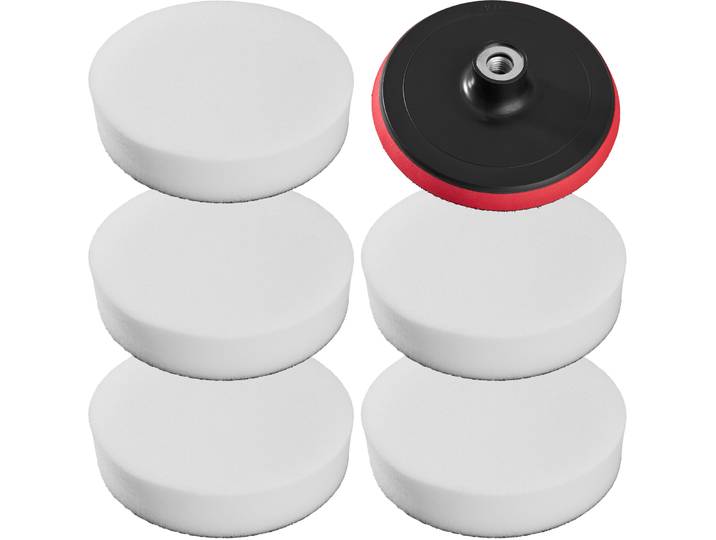 Lot de 5 éponges de polissage soft et 1 disque de polissage Auto 180mm - blanc
