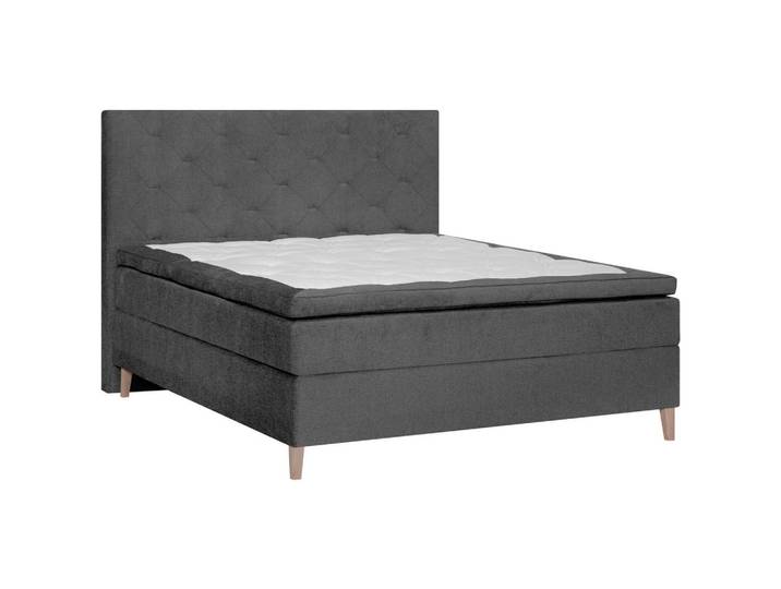 Boxspringbett, Anthrazit, 160x200 cm, Textil, Gepolstertes Kopfteil, Modern
