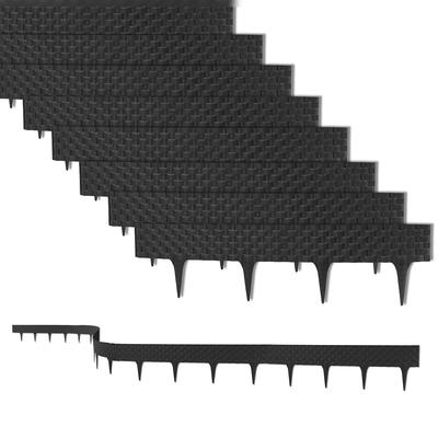 BigDean 9,6 m Rasenkante mit 12 Elemente á 80 cm - Biegbarer Kunststoff in Rattan-Design - Beeteinfassung, Beetumrandung, Palisaden - 9,5 cm hoch