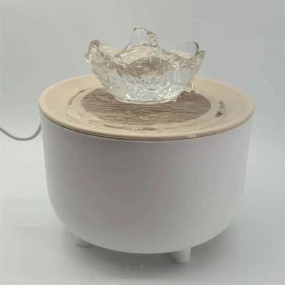 Uplifted Finds 1200mL Auto Filter Pet Water Fountain Electric Mute Cat Drinker wood Lotus Flowers eu Plug 230 V