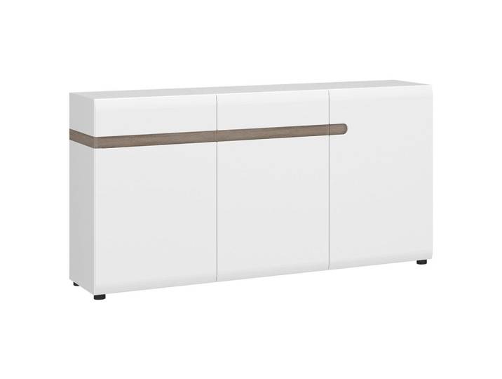 Kommode Linate B: 164 cm Alpinweiss/Trüffel Eiche Dekor