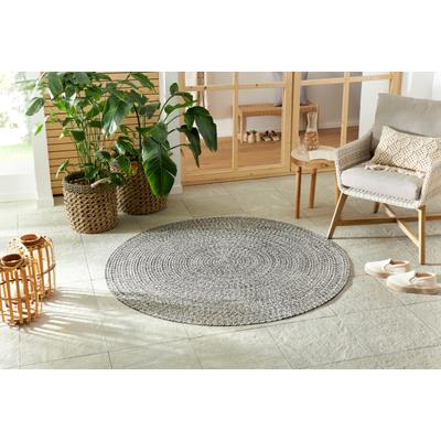Teppich HANSE HOME "Trenzado", grau (grau, weiß), H:10mm Ø:200cm, Polypropylen, Teppiche, Teppich, In- & Outdoor, Handmade-Look, Gewebt, Wetterfest, Balkon, Wohnzimmer