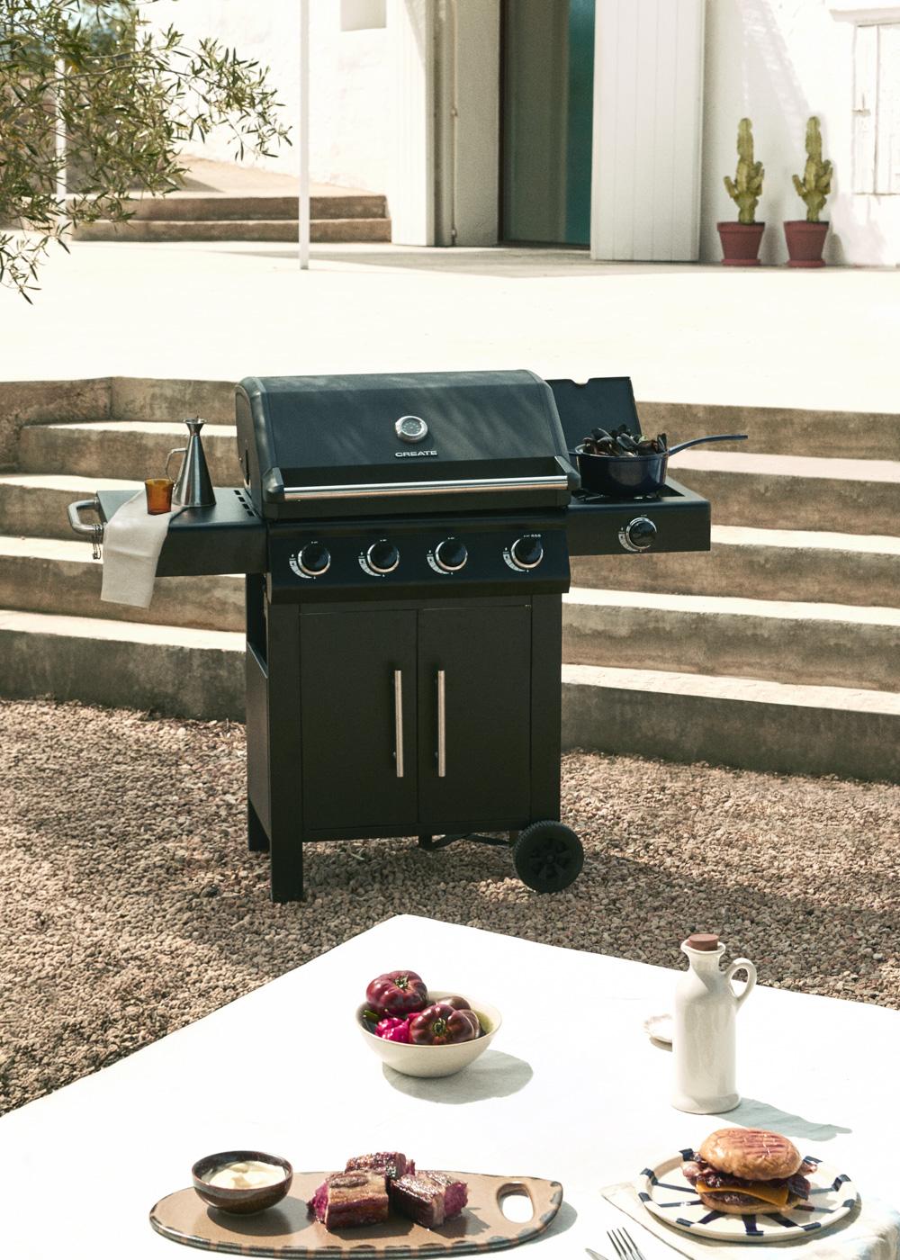 CREATE - BBQ GAS BURNER PRO - Gasgrill mit Seitenbrenner und Klapptisch