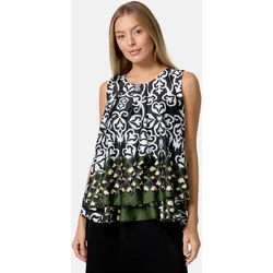 PM SELECTED Damen Blusentop Sommerlicher Sleeveless Overlay Satin Muster Top PM34
