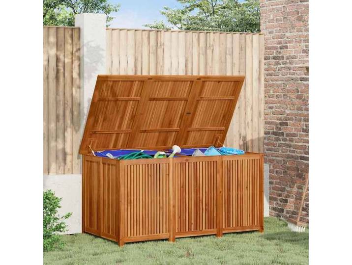 Boîte de rangement de jardin en bois - - 150x80x75 cm - Bois d'acacia massif - Brun - Grand espace de rangement