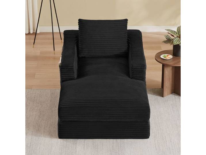 Fauteuil lounge minimaliste en velours côtelé canapé individuel spacieux convertible en lit
