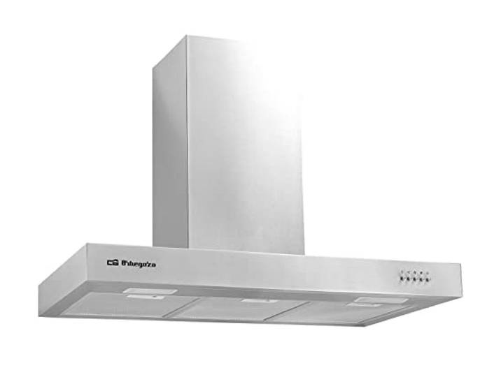 Orbegozo DS 56190 B IN Dekorative Dunstabzugshaube, 90 cm, Edelstahl, Absaugung: 630 m3/h, verstellbarer Kamin, 3 Leistungsstufen, 190 W