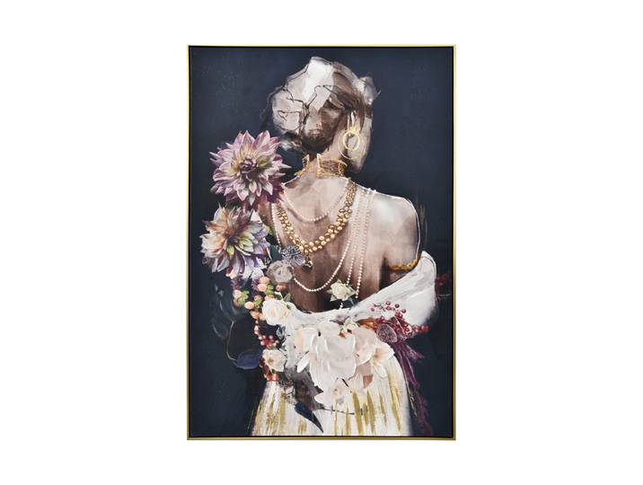Handgemaltes, gerahmtes Bild „Schöner Rücken mit Perlenketten“ 82.5 x 122.5 cm Multicolor Crea Collection