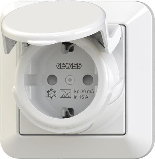 Gewiss FI-veiligheidsstopcontact met aardlekschakelaar, type A, 16A, 30mA, IP44, GW95524