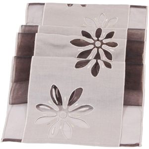 Frank-Flechtwaren Tischläufer Organzablüte, 337409, abwischbar, Sand / braun, aus Polyester, 40 x 160 cm