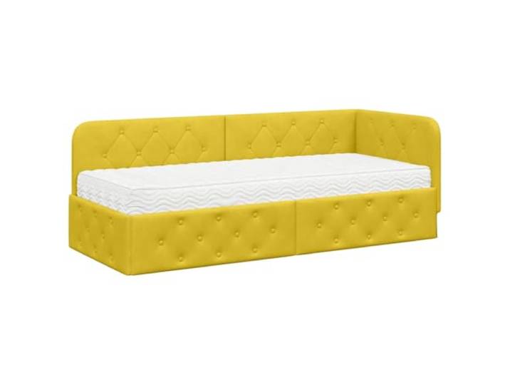 PUGYNBK Eckbett gelb 80 x 200 cm Samt Ausziehbares Schlafsofa, wendbares Kopfteil, feste Lamellen, platzsparend