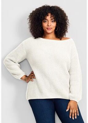 Plus Size Women's Waffle Stitch Pullover Sweater by Avenue in Vibrant Red (Size 22/24)