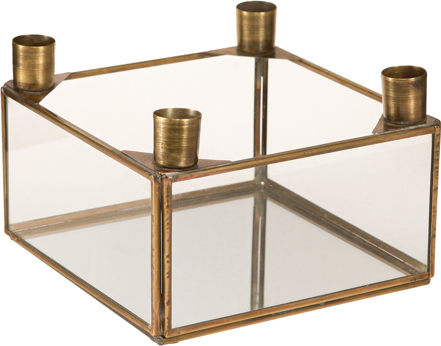 Flor und Decor Adventspiegel Kaarshouder Goud 15 x 15 x 10,5 cm
