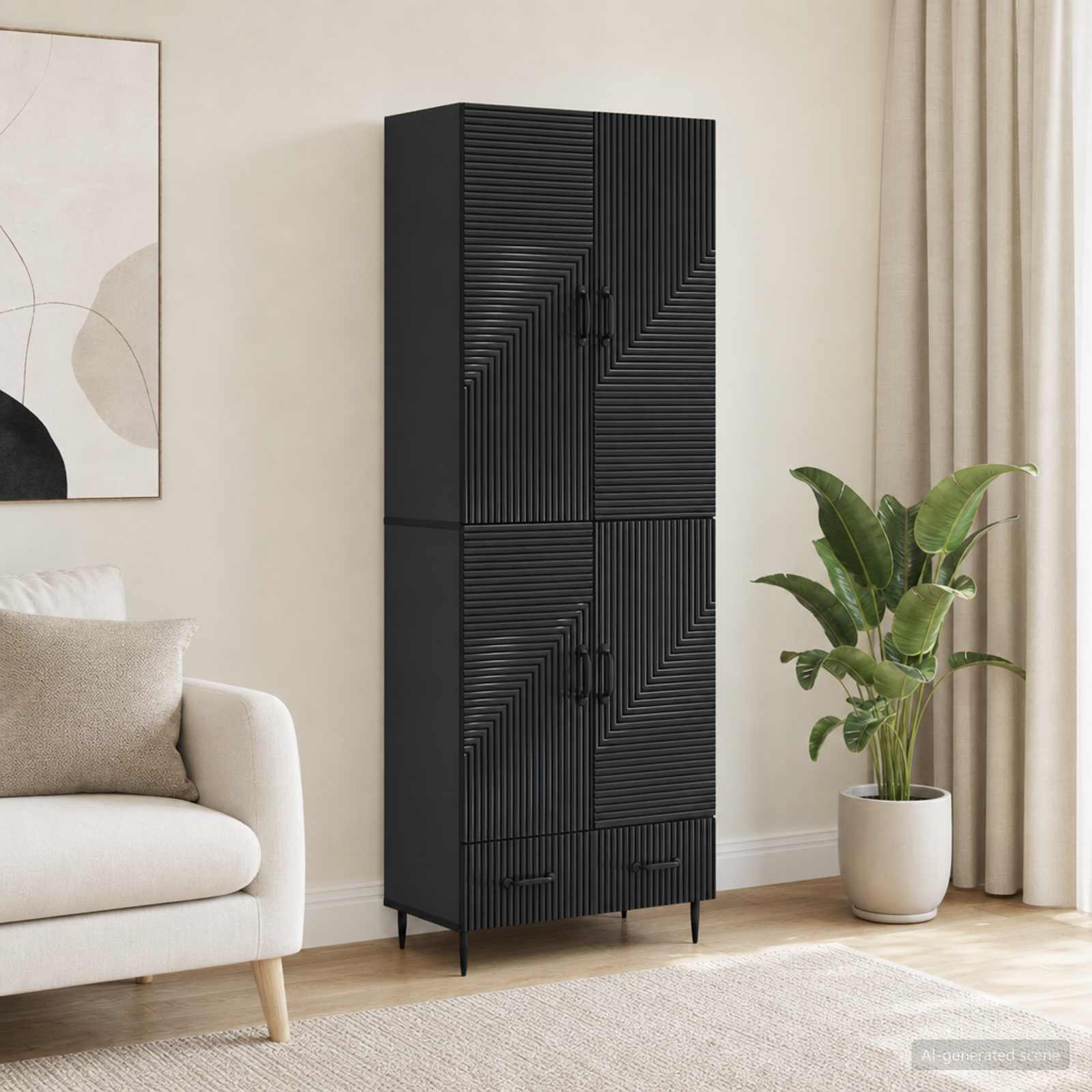 vidaXL Juego de armarios 2 uds. Madera de ingeniería Negro