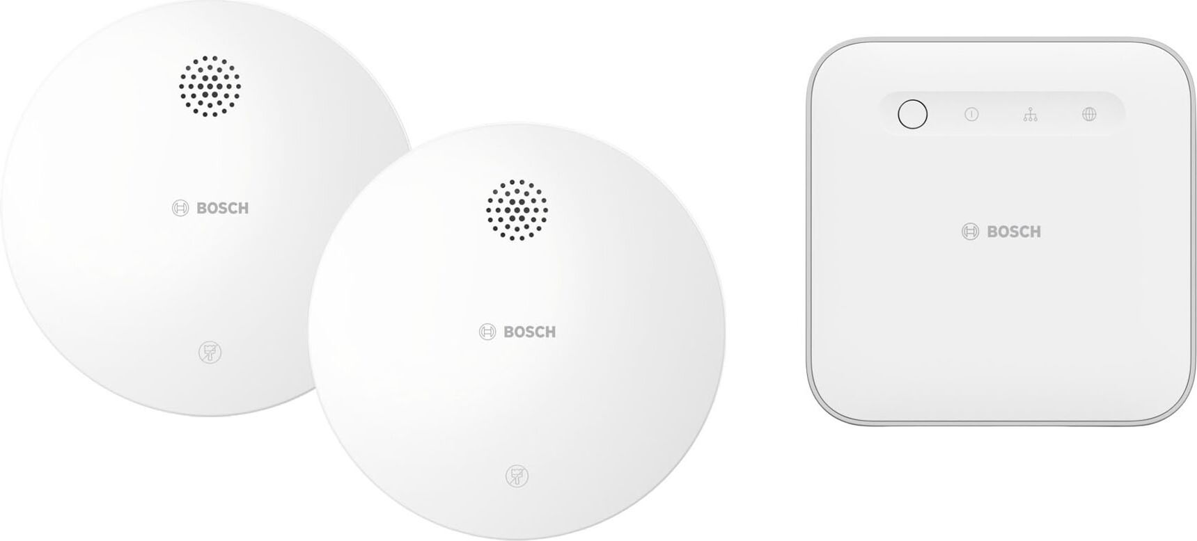 BOSCH Rauchmelder "Smart Home Starterset mit 1 Controller II und 2 Rauchwarnmeldern", weiß, B:11cm H:3,7cm T:11cm, Gefahrenmelder