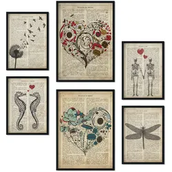 POSTER Set Mit 6 Vintage Text Sammlung A3 & A4 Rahmenlos