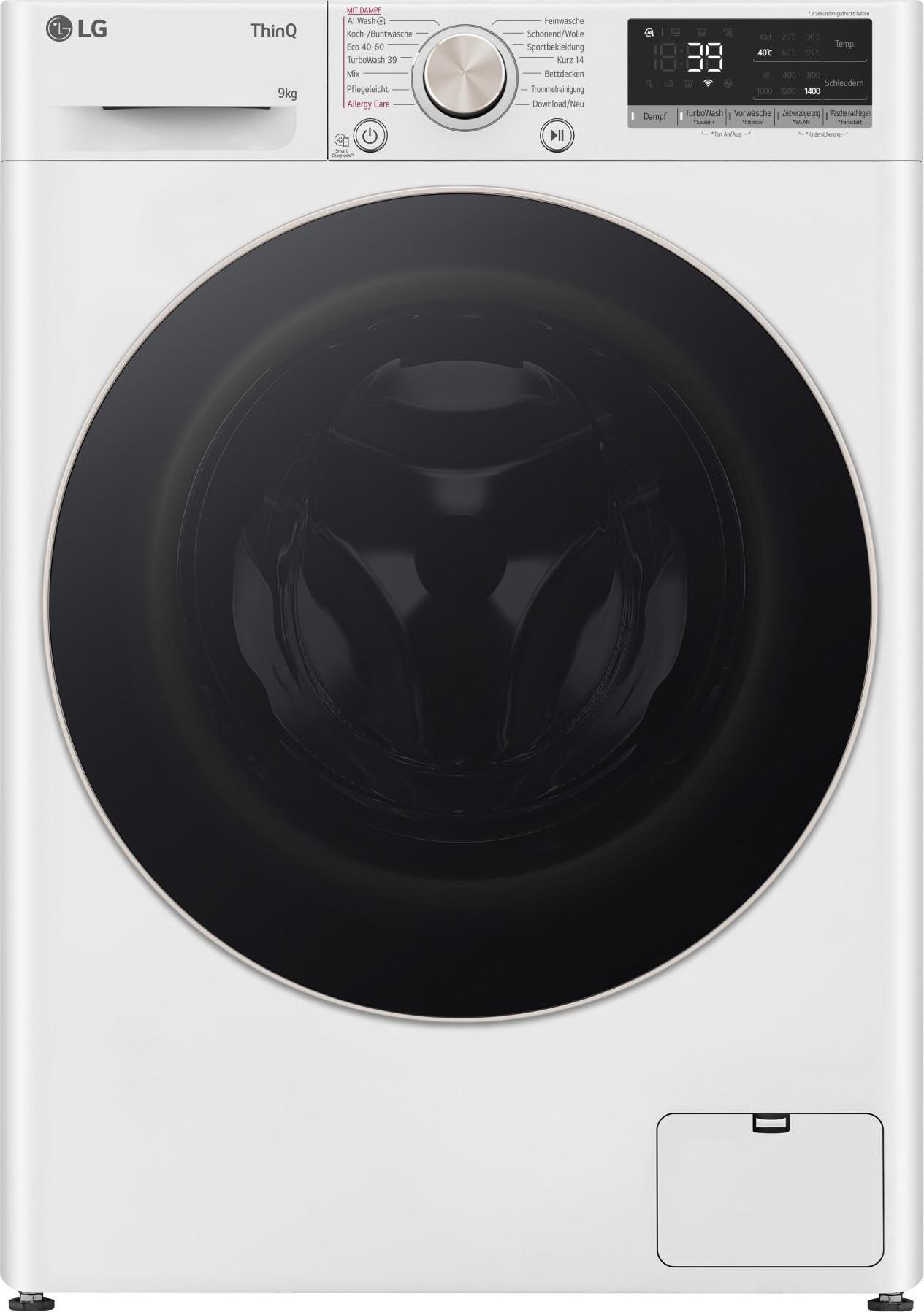 LG F4WR709G, Frontlader, 9 kg, A, 71 dB, 1400 RPM, A