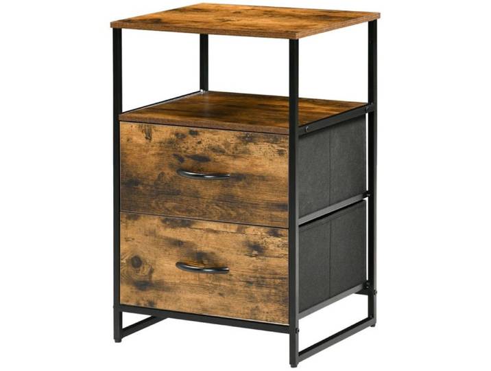 Commode Logidon avec tiroirs en tissu style industriel marron