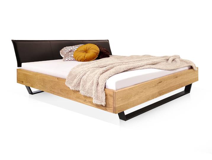 DAKONA Kufenbett mit Polsterkopfteil, Material Massivholz, 140