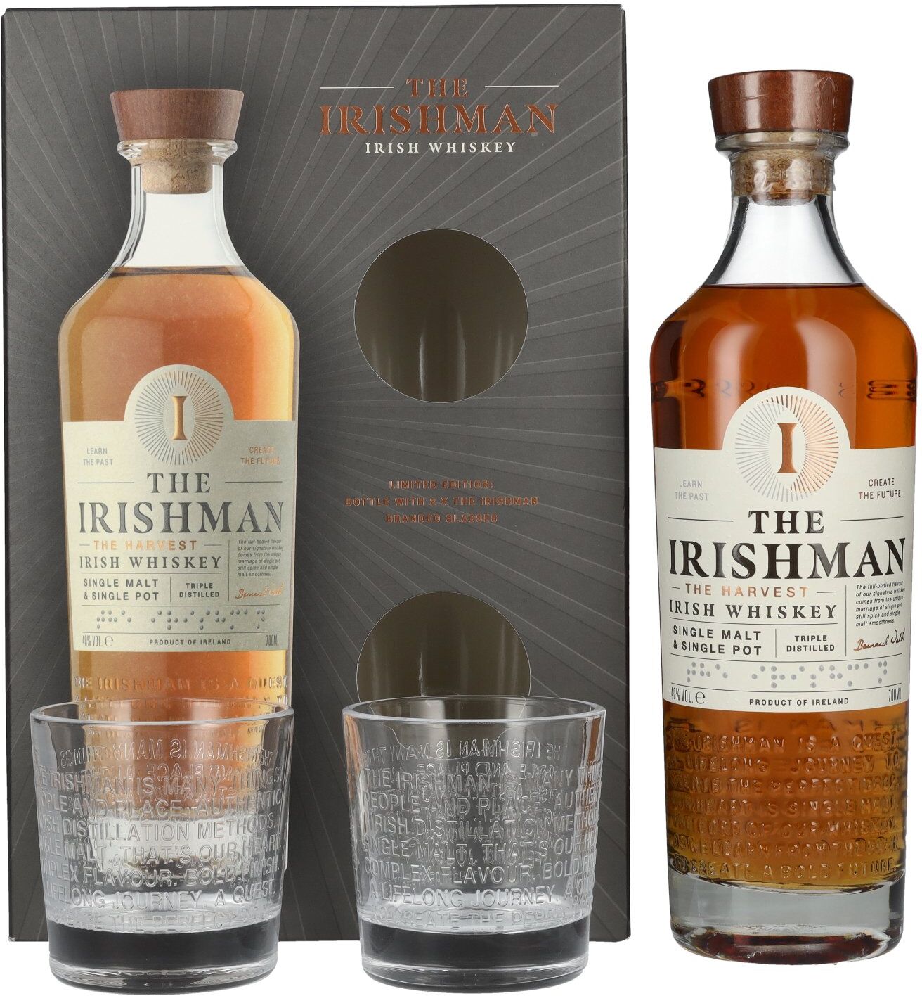 The Irishman Whiskey The Irishman THE HARVEST Single Malt Irish Whiskey 40% Vol. 0,7l in Geschenkbox mit 2 Gläser