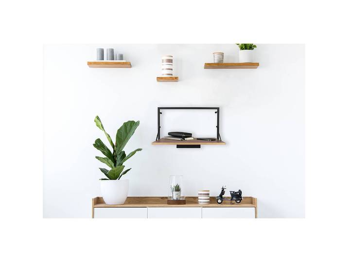 Étagère murale Legno I Étagère : eucalyptus massif huilé Structure : métal verni Noir 50cm