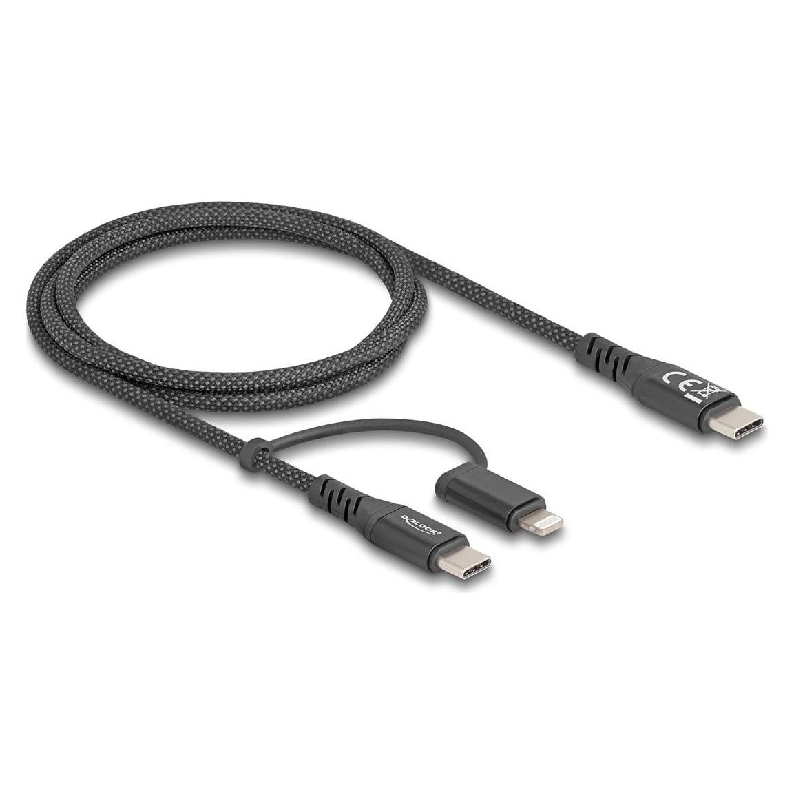 Delock USB Kabel 2 in 1 USB Type-C zu USB Type-C / Lightning (1 m, USB 2.0, 60 W) (81170)