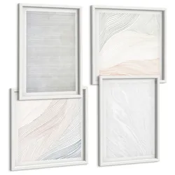 BILDER SET 4er Set - 50x50 cm & 40x60 cm Weißer Rahmen - Leuchtende Strukturen, Sandmuster