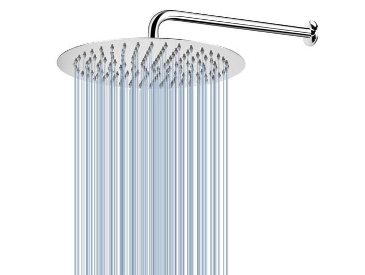 Regenduschkopf mit Duscharm 25 cm Edelstahl Rund, Silberfarben, Metall, 25x5x38.1 cm, Badezimmer, Baden & Duschen, Duschköpfe & Duschschläuche