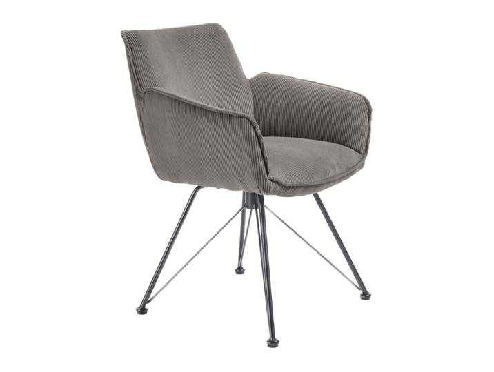 set one by Musterring Frisco Schalensessel Cord - Cord Rebel grey - Design-Gestell Eisen schwarz Drehfunktion, Rückholfunktion Modern