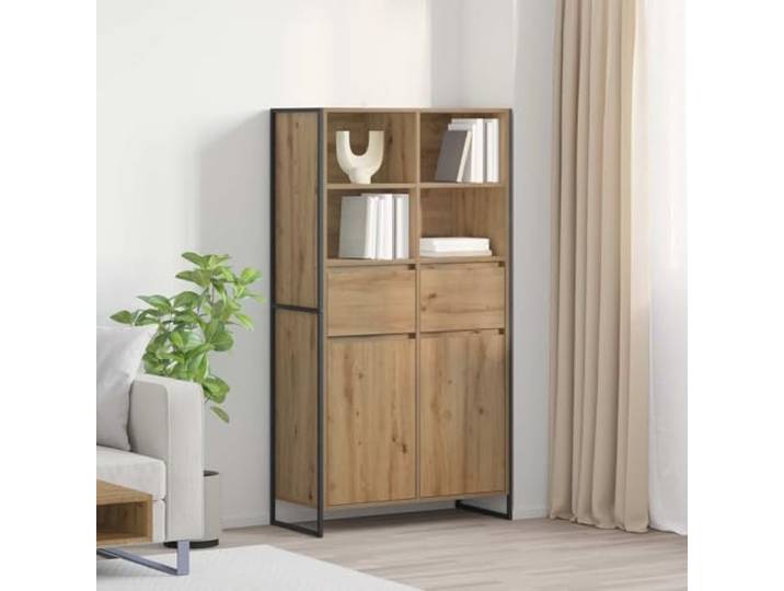 Xolmizyn Sideboard aus Holzwerkstoff & Stahl mit Schublade & Tür Industrielles Design, Flexible Regalfächer, Robuster Stahlrahmen